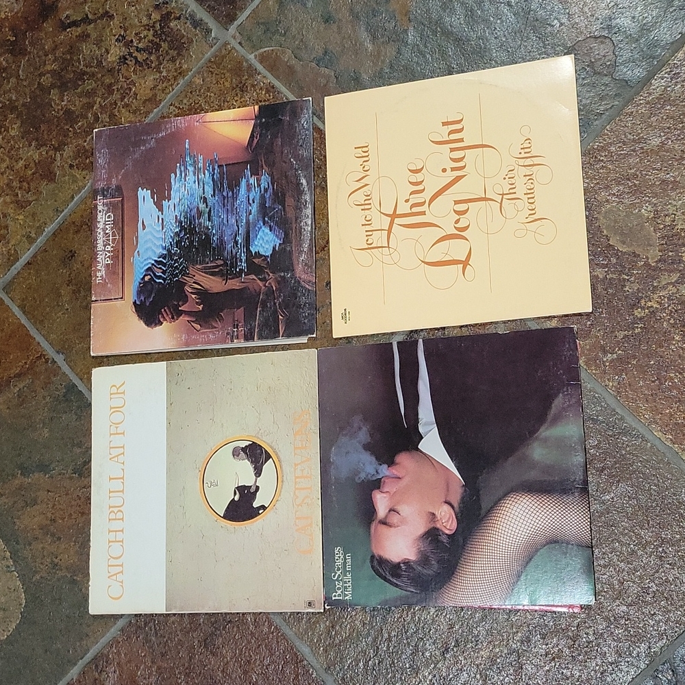Vintage RADIO Rock vinyl records bundle Boz , 3 Dog Night, Alan Parsons  & Cat